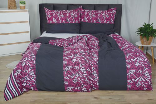 Mikroszálas ágyneműhuzat pamuthatású 4 részes SAJA málna (6)