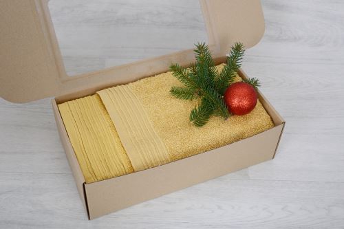 Ajándékcsomagok törölköző és fürdőlepedő DESA okker