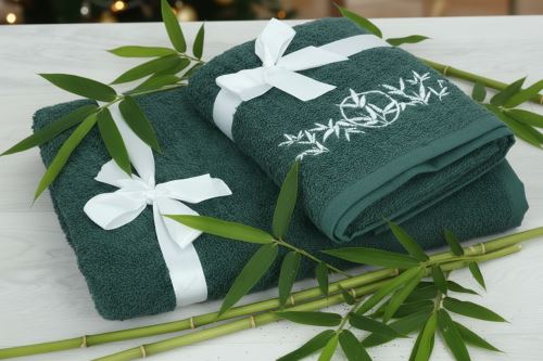 Törölköző és fürdőlepedő szett LUNO zöld