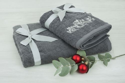 Törölköző és fürdőlepedő szett LIPTO sötét szürke