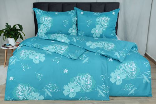 Mikroszálas ágyneműhuzat pamuthatású hosszított KAILA türkiz (1)