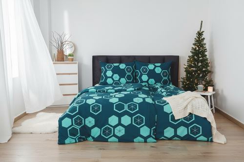 Ágyneműhuzat mikroszatén 4 részes VINKA türkiz (5)