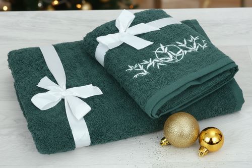 Törölköző és fürdőlepedő szett LUNO zöld