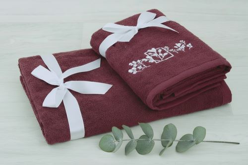Törölköző és fürdőlepedő szett LIPTO borvörös
