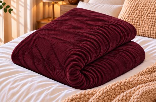 Lepedő mikroplüssbő TOP boros 200x220 cm