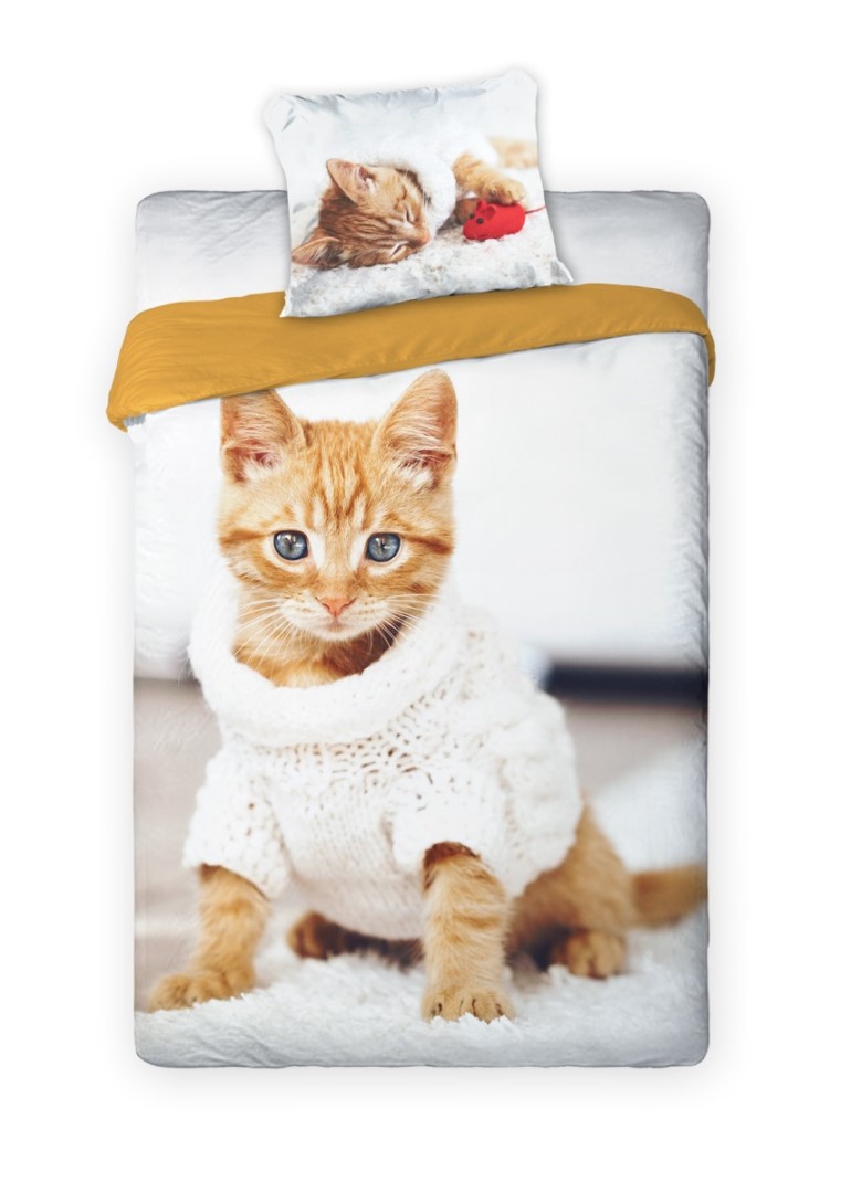 Pamut ágyneműhuzat nyomtatott vörös cica