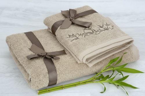 Törölköző és fürdőlepedő szett LUNO bézs