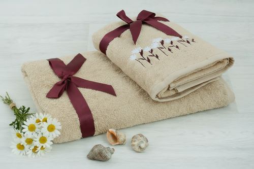 Törölköző és fürdőlepedő szett KANTO bézs