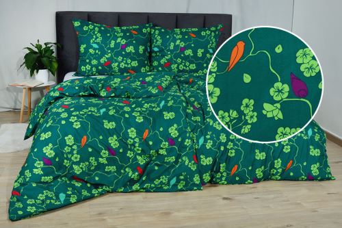 Mikroszálas ágyneműhuzat pamuthatású BIRDA zöld