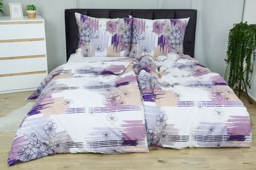 Pamut ágyneműhuzat hosszított PLUS TIARA halványlila