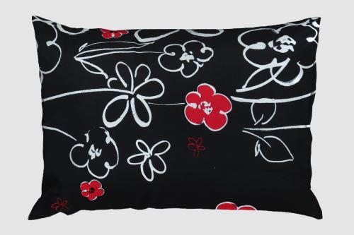 Ágyneműhuzat mikroszatén hosszított FLEUR fekete (3)