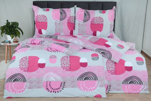 Mikroszálas ágyneműhuzat pamuthatású 4 részes TROLA málna