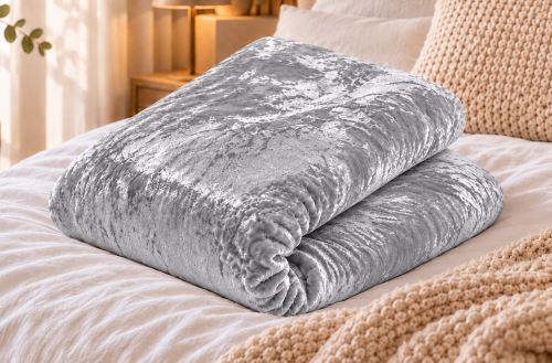 Lepedő mikroplüssbő TOP ezüst 200x220 cm