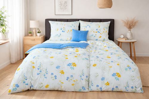 Pamut ágyneműhuzat hosszított PLUS KETA kék (3)